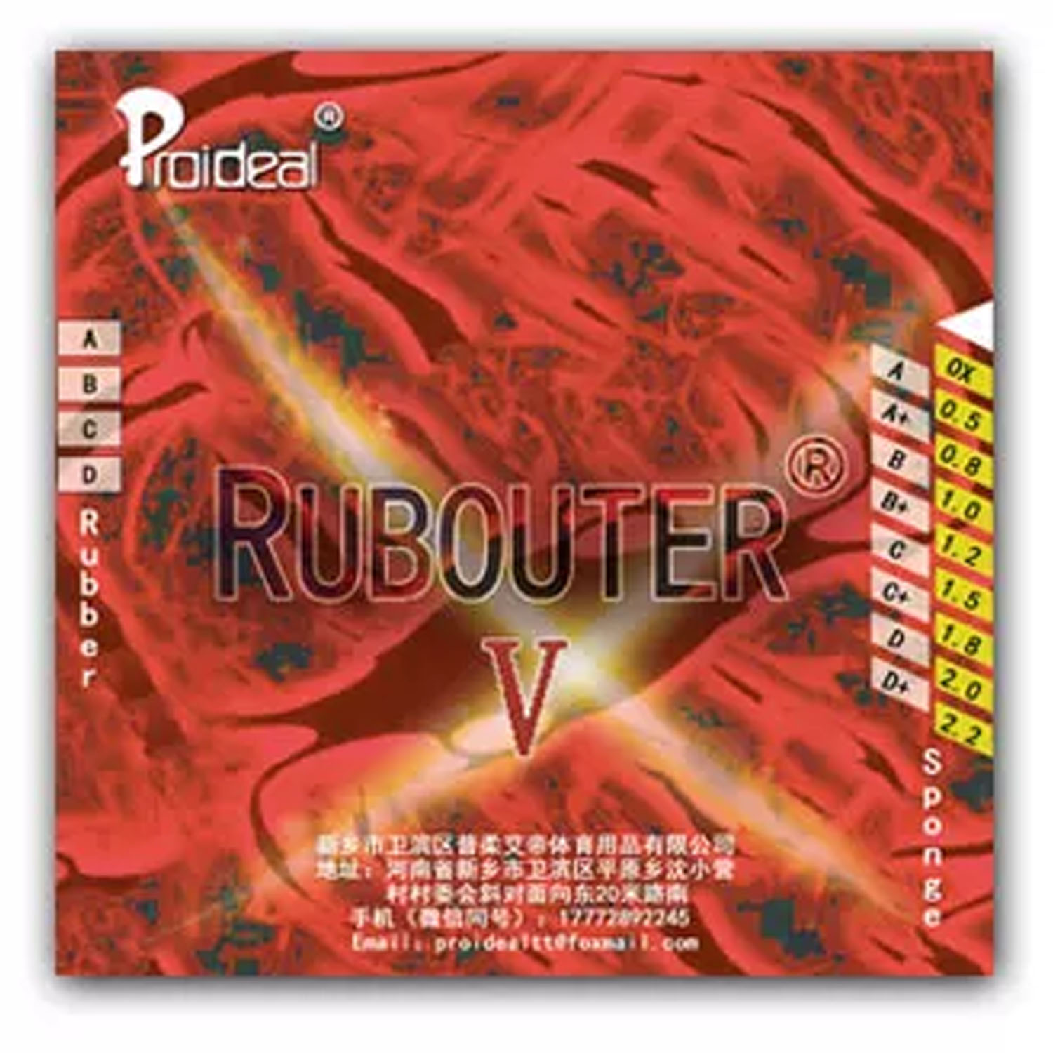 Proideal RUBOUTER V Grade D Ru - Table Tennis Pro recensie en prijs
